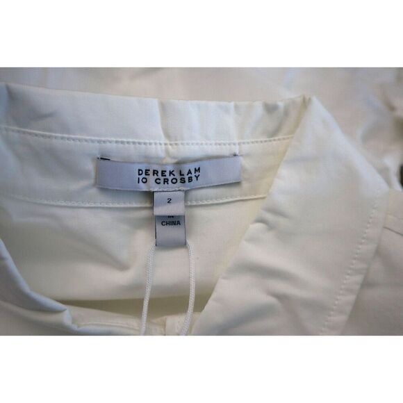 Derek Lam 10 Crosby Women's Sz 2 White Marley Button-Front Ruched L/S Shirt - Picture 3 of 10